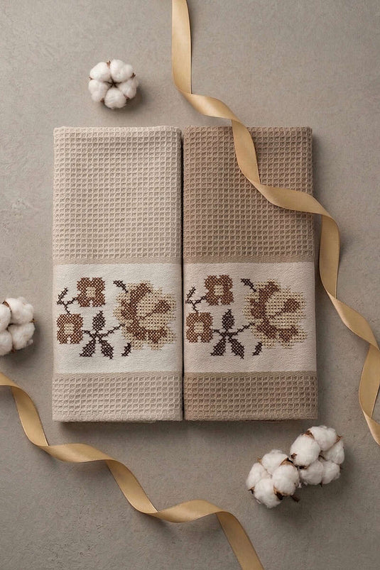 2-Delige Set Met Verschillende Rozenmotieven Handdoeksets