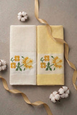 Ensemble de 2 serviettes à motif rose en boîte assortie 11