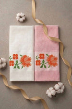 Ensemble de 2 serviettes à motif rose en boîte assortie 5
