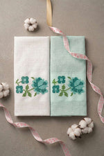 Set de 2 serviettes avec motif rose en boîte assortie 6