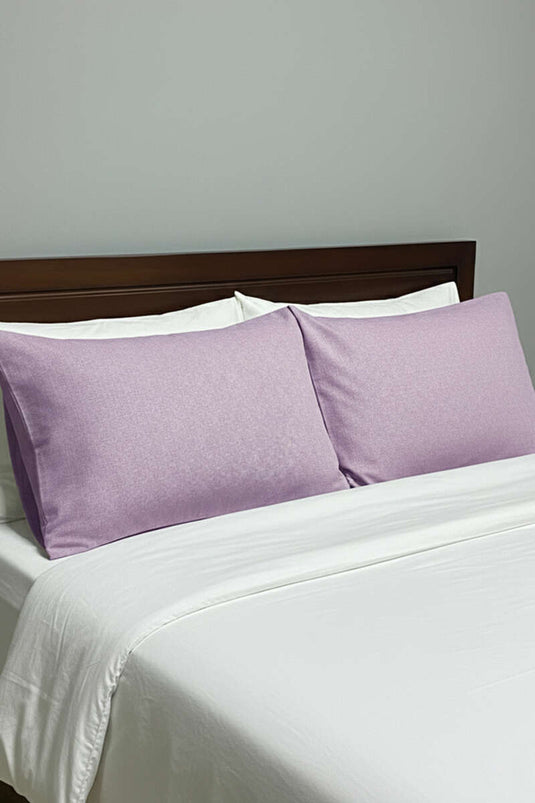 Set of 2 Polycotton Pillow Covers Lilac