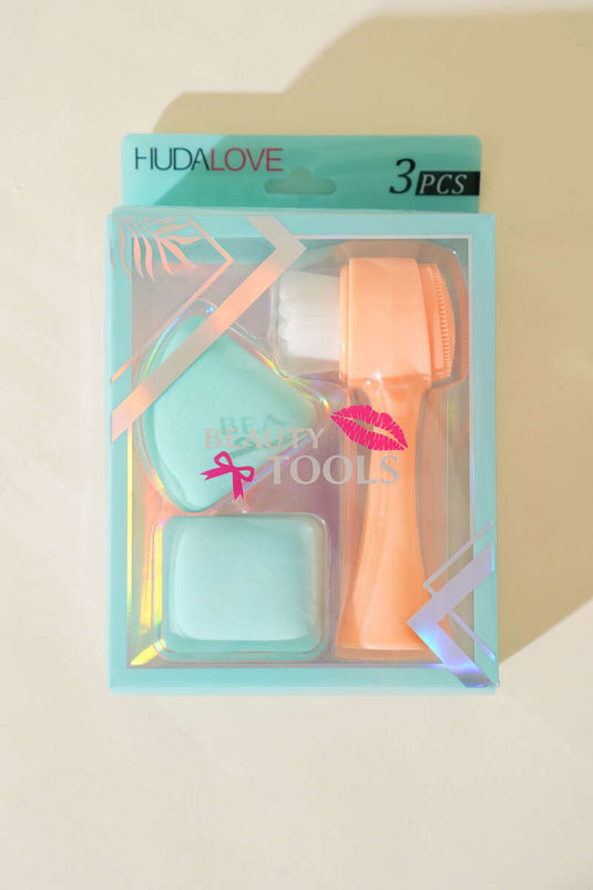 Lot de 2 éponges + brosse nettoyante visage pour le visage, forme de bouche de chaton