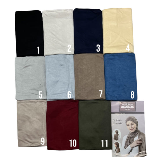 3 Band Premium Cotton Jersey Hijab