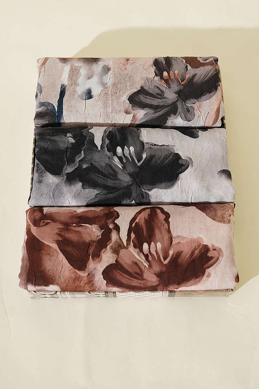 Ensemble De 3 Foulards En Bambou À Motifs Floraux Et Détails
