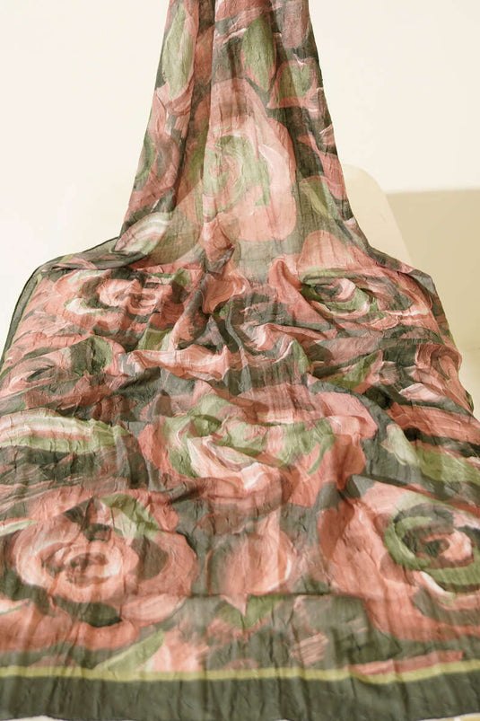 Ensemble de 3 châles froissés en bambou à motif floral assortis 1