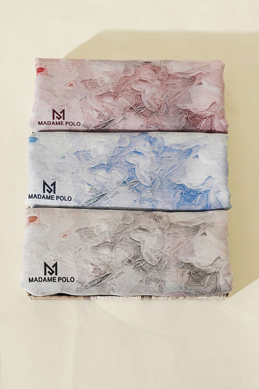 Ensemble De 3 Foulards Fleuri À Rayures Fines
