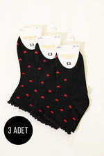 Lot De 3 Chaussettes En Bambou À Motif Cœur Pour Femmes, Assortiment 2