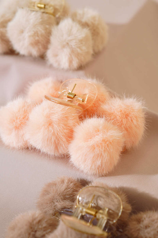 Assortiment de 3 boucles à loquet en peluche avec pompons 1