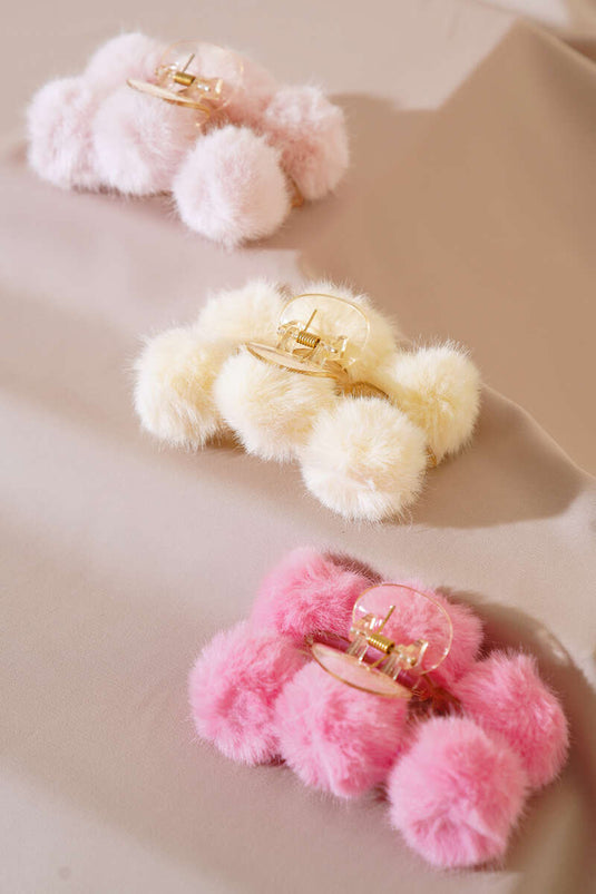 Assortiment de 3 boucles à loquet en peluche à pompon 2