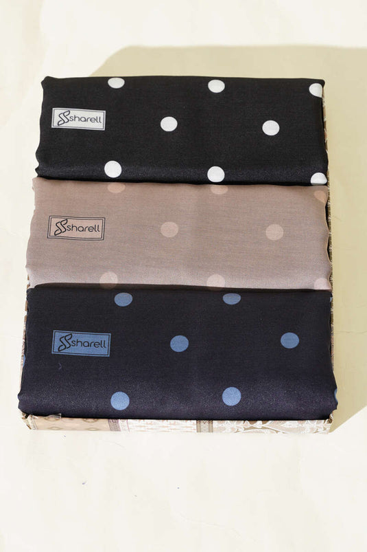 Set de 3 châles rétro à pois assortis