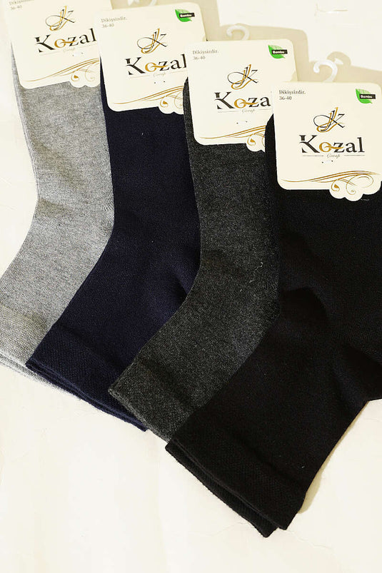 Lot de 4 chaussettes courtes en bambou pour femme, assortiment 1