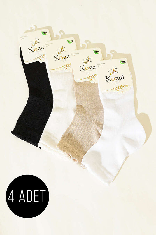 Calze corte con polsino in bambù da donna, confezione da 4, assortite 2