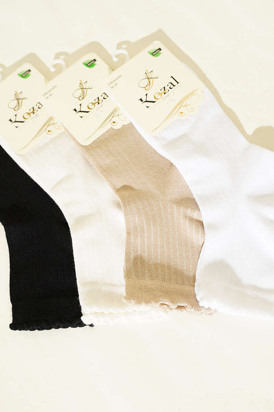 Calze corte con polsino in bambù da donna, confezione da 4, assortite 2