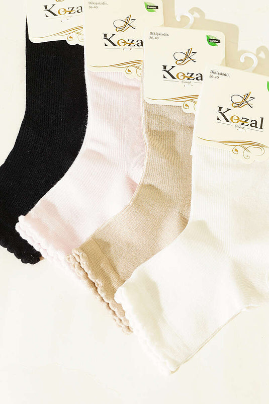Lot de 4 chaussettes courtes en bambou pour femme, assortiment 3