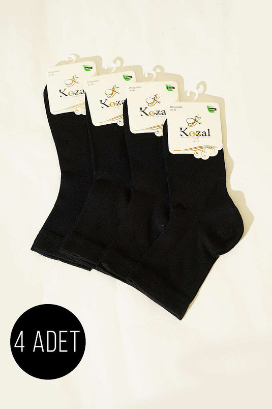 Lot de 4 chaussettes courtes en bambou pour femme, noir