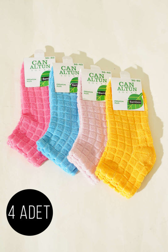 Set of 4 Women's Towel Foot Cover Socks Assorted 2