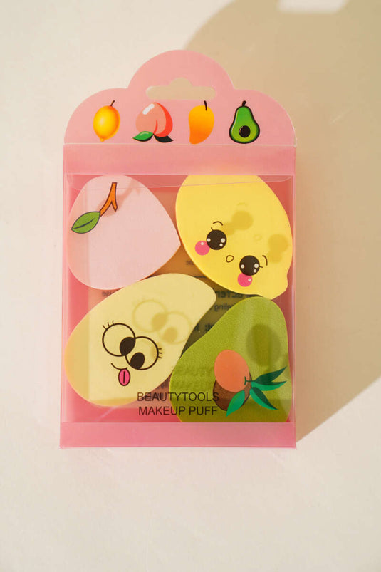 Assortiment de 4 éponges à maquillage en forme de fruits 1