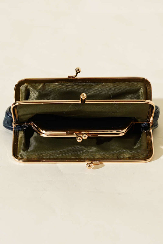 محفظة بخمسة أقسام، لون أزرق داكن