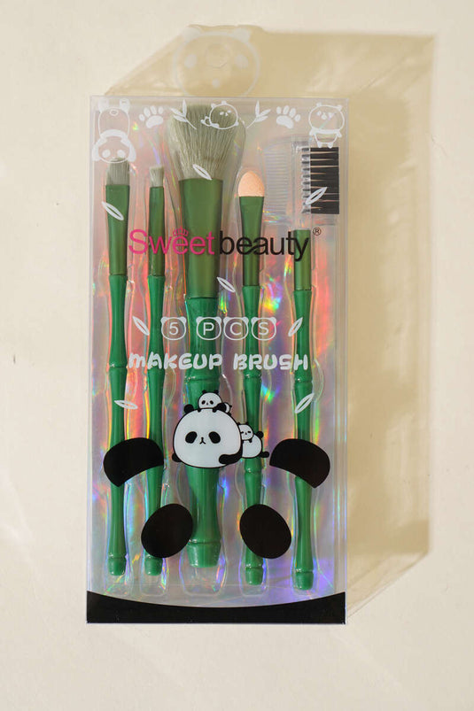 Ensemble de 5 pinceaux de maquillage en bambou vert