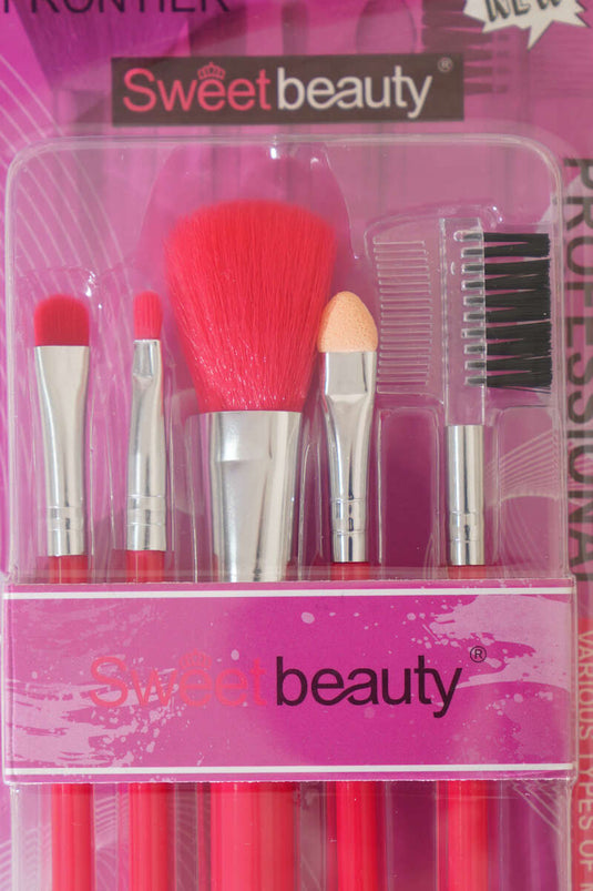 Ensemble de 5 pinceaux de maquillage pour sourcils et cils rouges