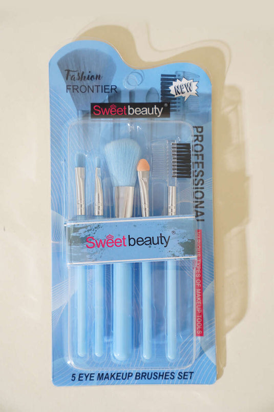 Ensemble de 5 pinceaux de maquillage pour sourcils et cils bleus