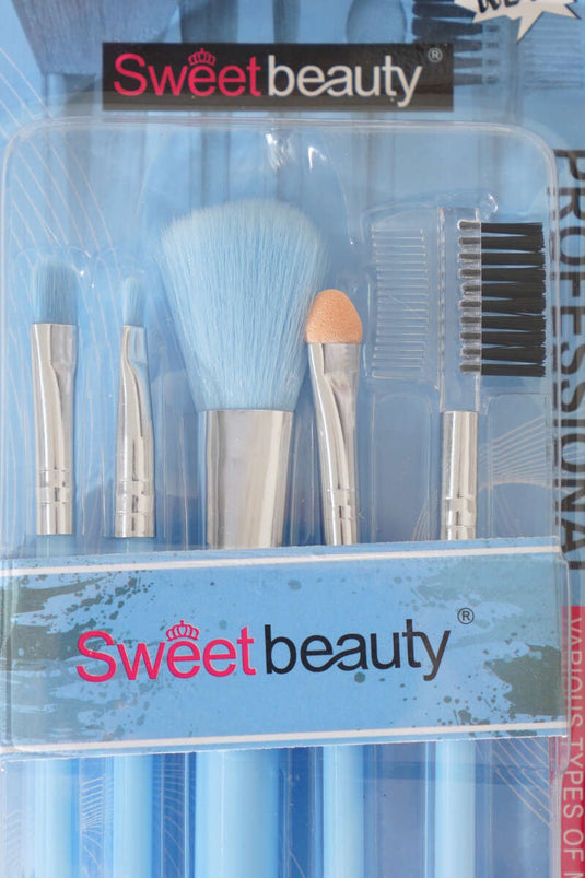 Ensemble de 5 pinceaux de maquillage pour sourcils et cils bleus