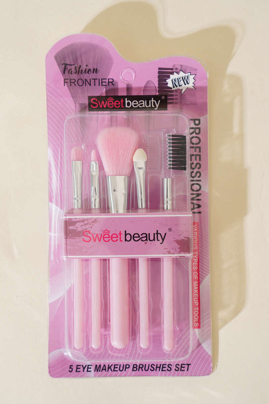 Ensemble de 5 pinceaux de maquillage pour sourcils et cils roses