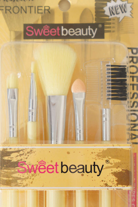 Ensemble de 5 pinceaux de maquillage pour sourcils et cils jaunes