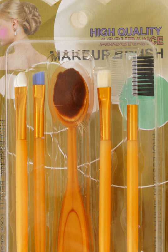 Ensemble de 5 pinceaux ovales pour fond de teint, couleur or