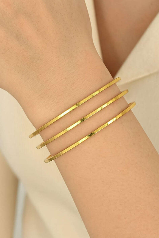 65 mm 3'lü Ajda Bilezik Gold