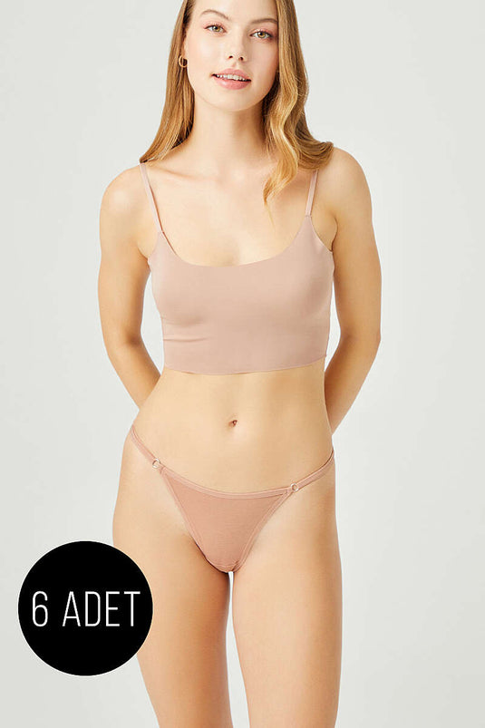 6'lı Basic Tanga Kahverengi