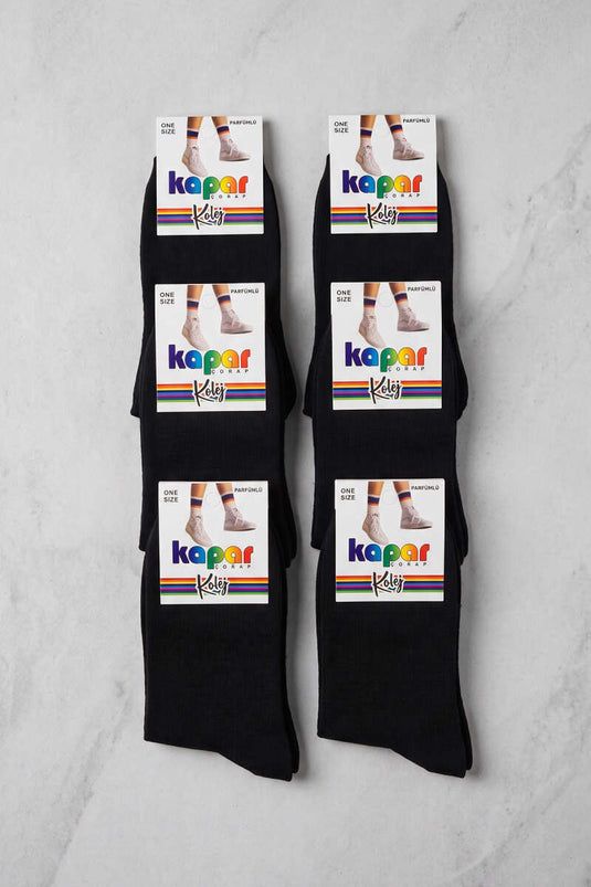 Lot De 6 Chaussettes Femmes College Noires