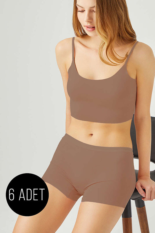 6'lı Lazer Kesim Şort Boxer Cappuccino