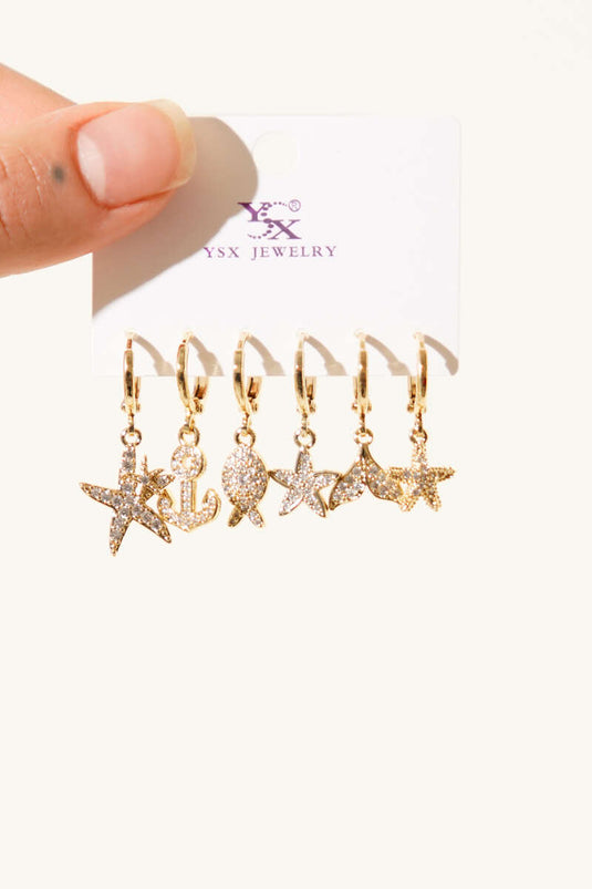 Set di 6 orecchini in oro con pietre