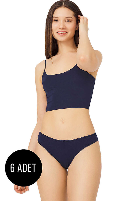 6’lı Yumuşak Dokulu Bikini Külot Lacivert