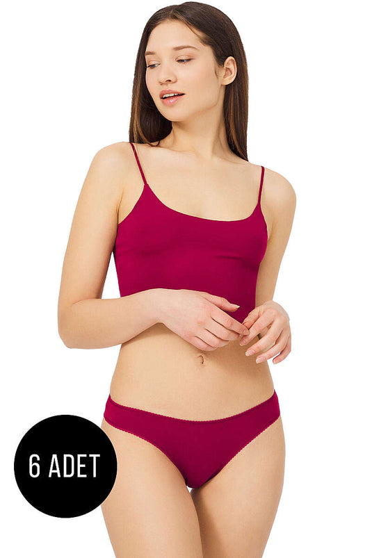 6’lı Yumuşak Dokulu Bikini Külot Vişne