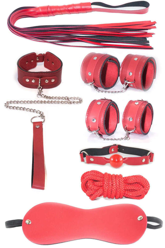 7-Piece Fantasy Cuff Whip Set Red