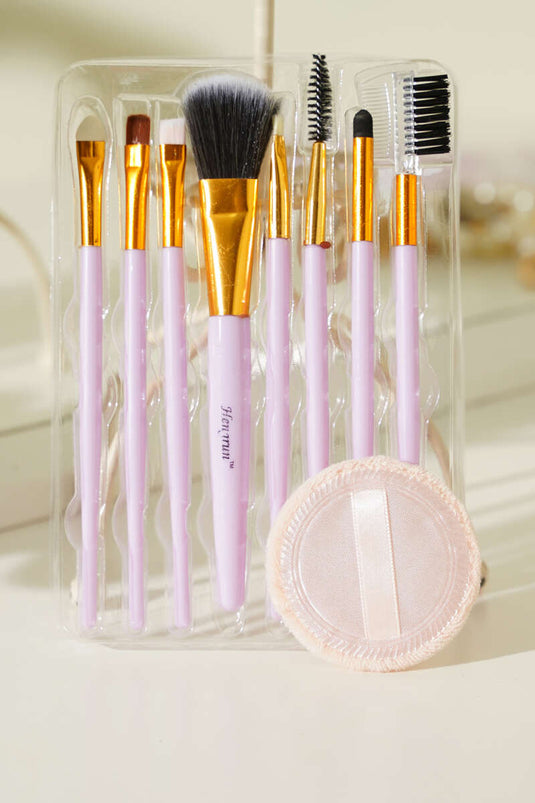 8'li Makyaj Süngerli  Fırça Seti Lila
