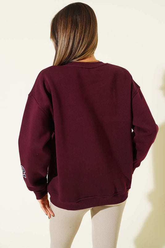 Sweat-shirt imprimé trois fils Academie, prune