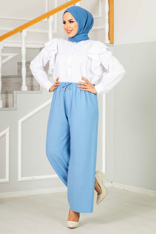 Pantaloni hijab casual Aerobin 190E-2810 Azzurro