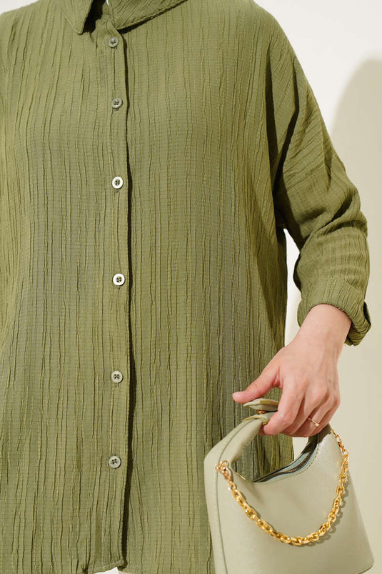 Ağaç Kabuğu Basic Gömlek Çağla Yeşili