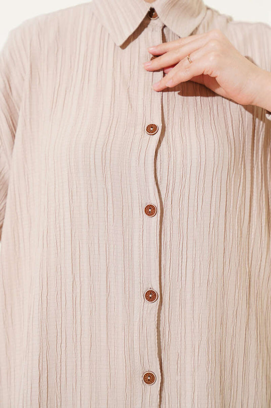 Chemise longue en écorce d'arbre beige