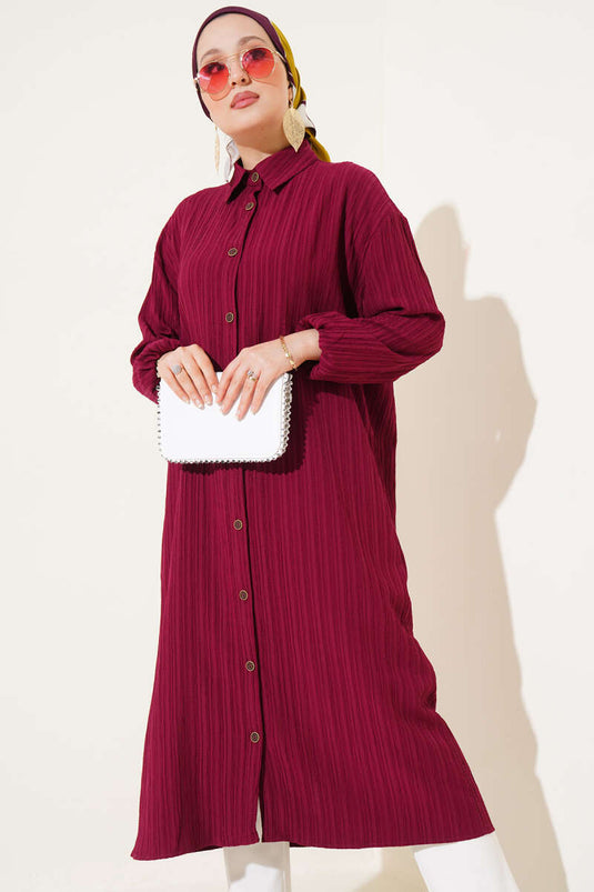 Tree Bark Long Shirt Damson