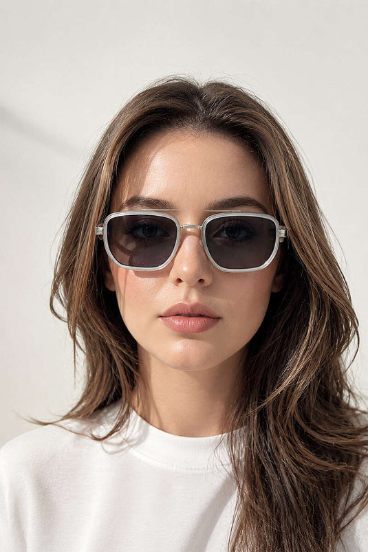 Occhiali Da Sole Donna Ahenk Quadrati Bianchi