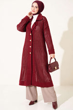 Gilet En Maille Bordeaux À Boutons Et Broderie