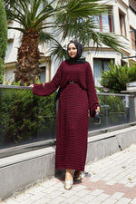 Robe en maille ajourée, bordeaux