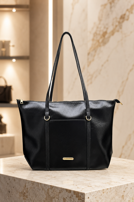 Hand & Shoulder Bag with Accessories Gift Black
