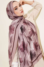 Foulard en bambou à motif aquarelle beige sable