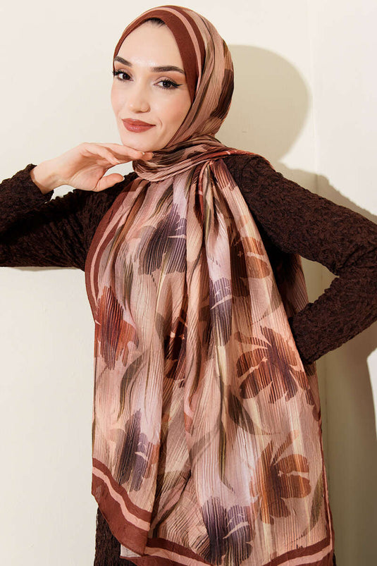Foulard Akvarelle à motif bambou, couleur noisette