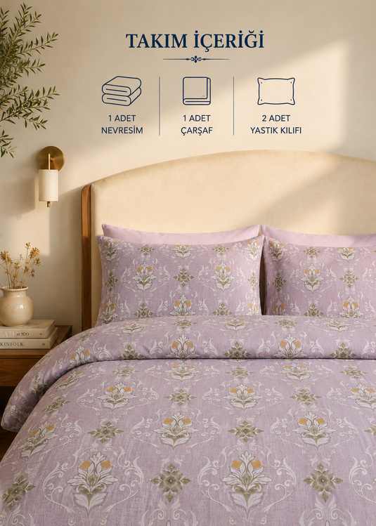 Ensemble de housse de couette double Alessa lilas
